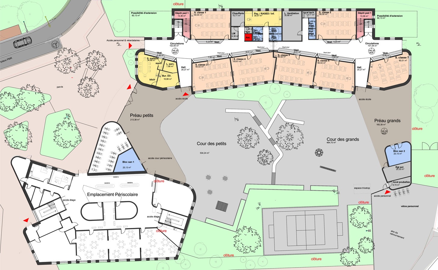 plan rez-de-chaussée École élémentaire Plobsheim
