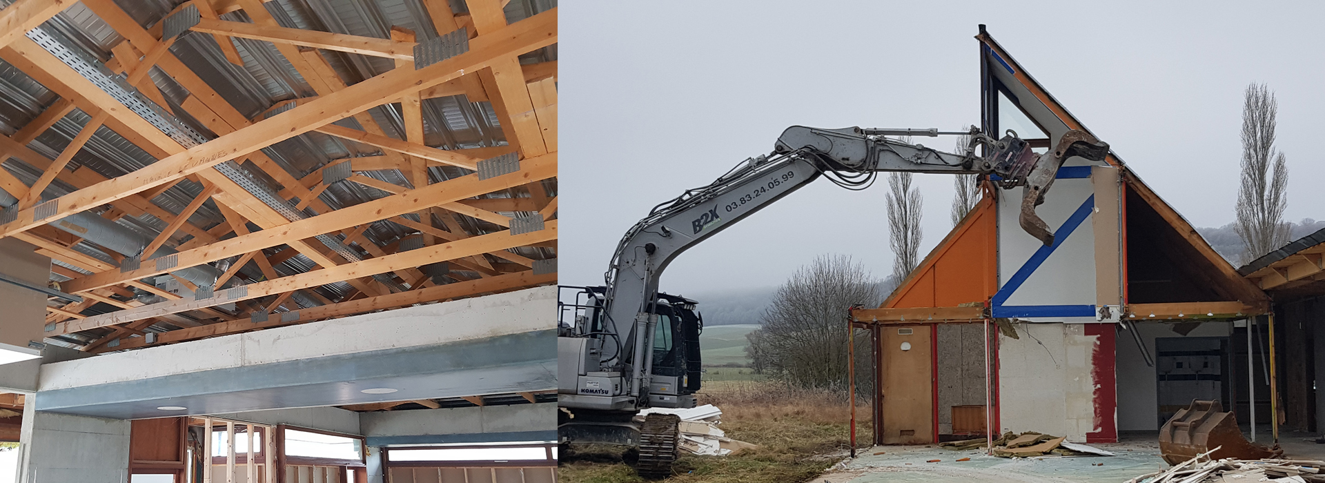 démolition partielle du bâtiment existant