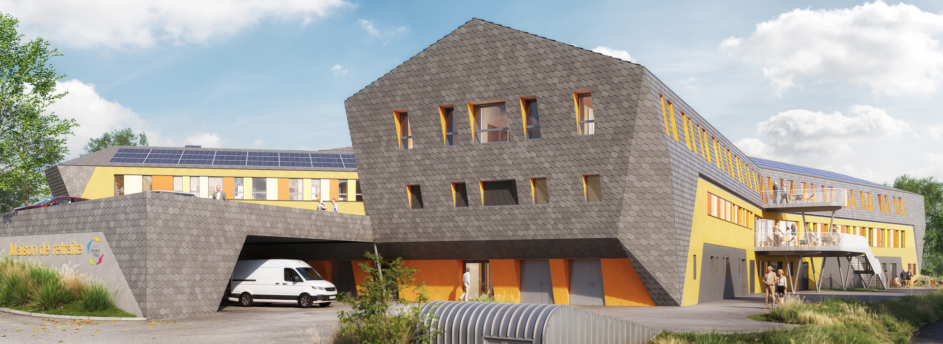 Ehpad à Schirmeck perspective extérieure passif architecte Strasbourg matériaux biosourcés