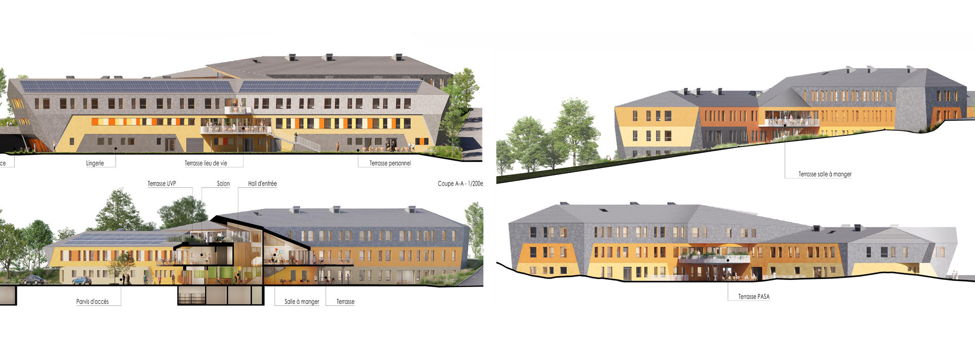 Ehpad à Schirmeck façades coupes passif architecte Strasbourg matériaux biosourcés